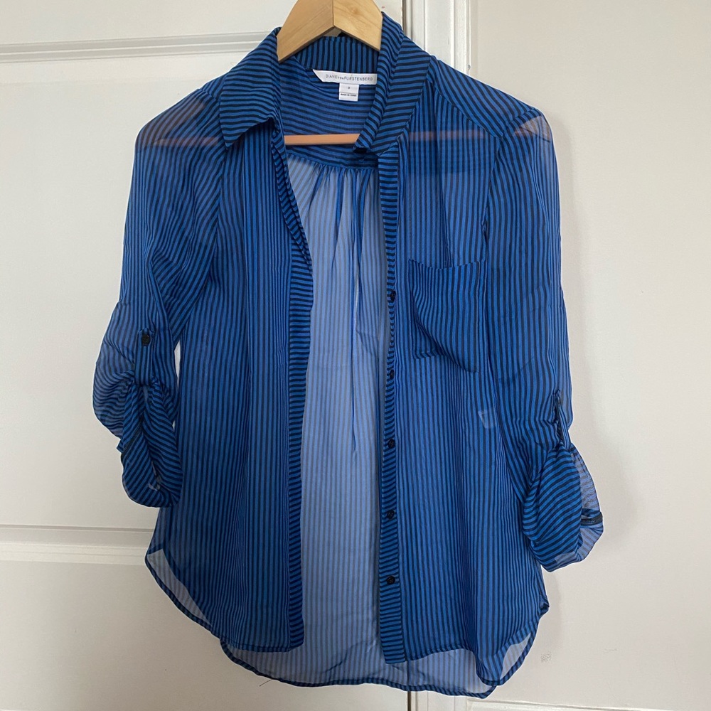 DianevonFustrnberg Sheer Stripped Button Down